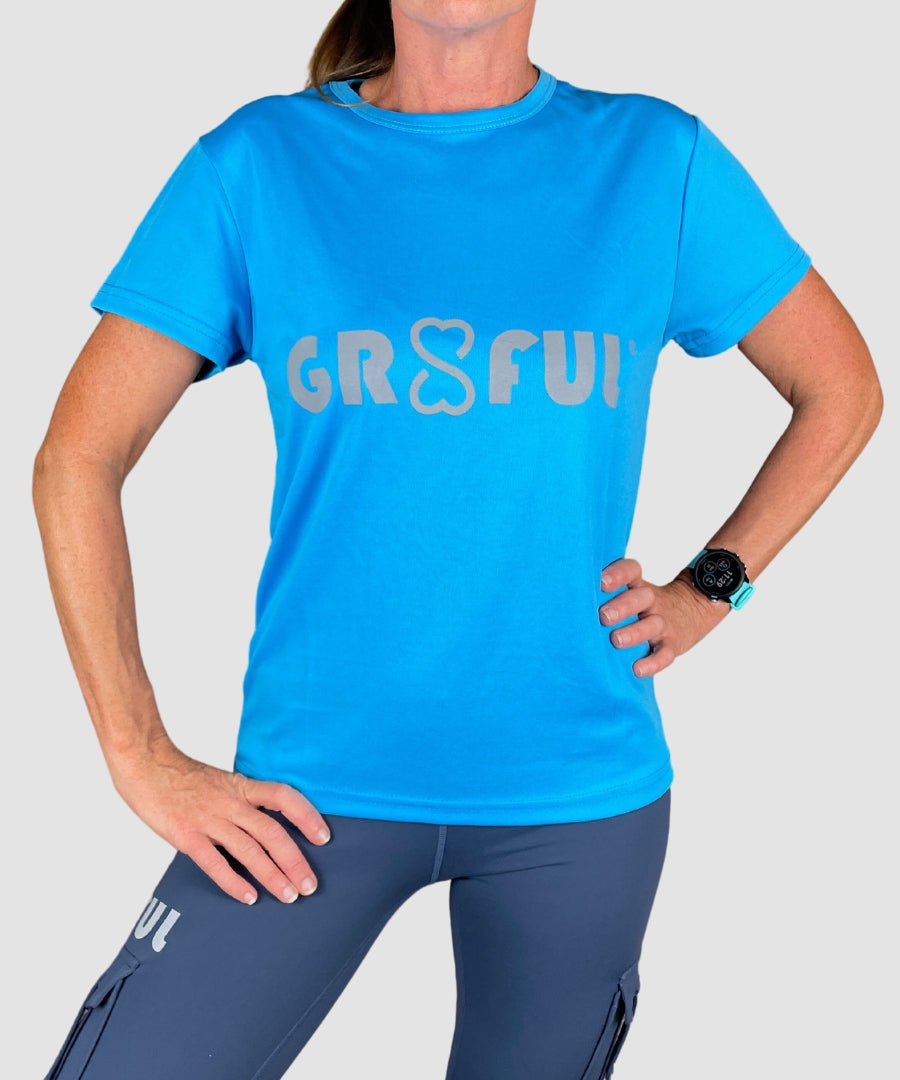 Adult t shirt in blue quick dry